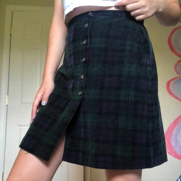 Vintage Dresses & Skirts - Vintage corduroy plaid skirt